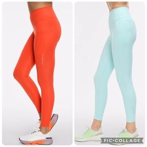 EUC Bundle of 2 Peloton Leggings Set - Orange and Light Blue! Size Medium